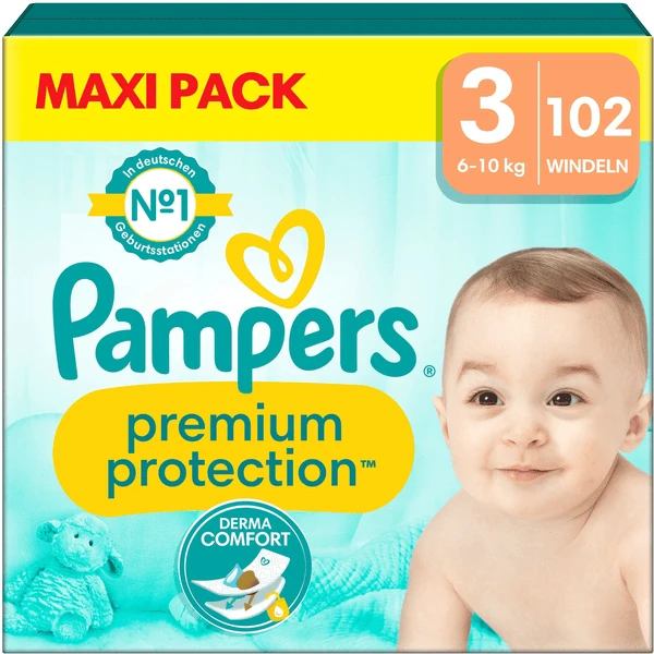 Pampers® Pampers Premium Protection , Maat 3 Midi, 6-10kg, Maxi Pack (1x 102 Luiers)