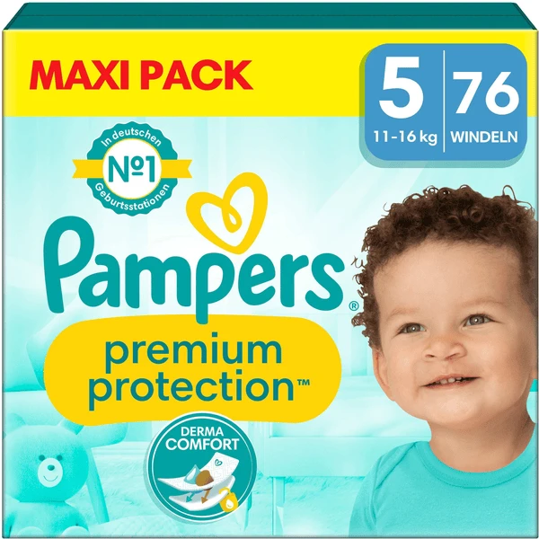 Pampers® Pampers Premium Protection , Maat 5 Junior , 11-16kg, Maxi Pack (1x 76 Luiers)