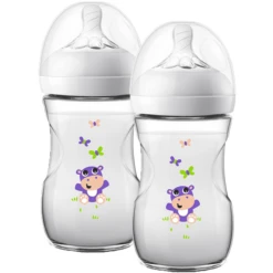 Philips Avent Natural Fles SCF070/22, 260ml, 2 Stuks, Hippo