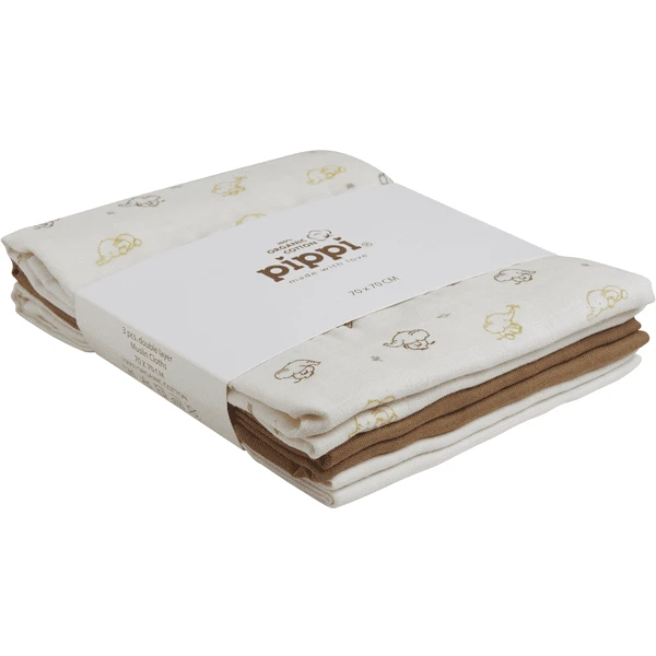 Pippi Muslin Wipes 3 Pack Toasted - Afbeelding 2