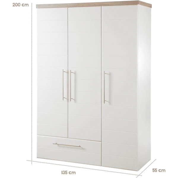 Roba Garderobekast Nele 3-deurs Wit - Afbeelding 5