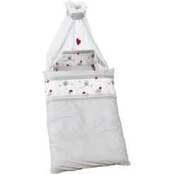 Roba Kinderbeddengoed-set 4-delig 100x135cm Adam & Uil Grijs Wit Bedrukt