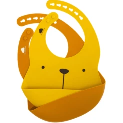 The Cotton Cloud Siliconen Slabbetje Lili De Beer, Kaneel/mosterd