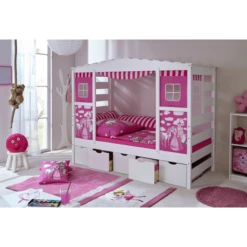 TiCAA Bed Horse Roze Var 2 Met Vijf Lades