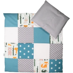 Ullenboom Babybeddenset Voor Bosdieren Petrol 80 X 80 Cm + 35 X 40 Cm + 35 X 40 Cm