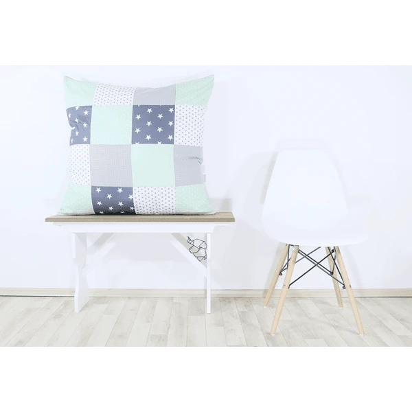 Ullenboom Patchwork Kussensloop 80 X 80 Cm Mint Grijs - Afbeelding 2