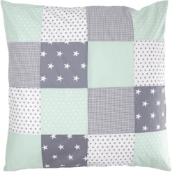 Ullenboom Patchwork Kussensloop 80 X 80 Cm Mint Grijs