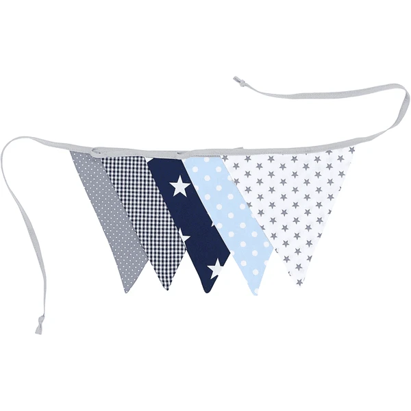 Ullenboom Vlaggenslinger Stof 190 Cm (5 Vlaggetjes) Blauw Lichtblauw Grijs