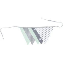Ullenboom Vlaggenslinger Stof 190 Cm (5 Vlaggetjes) Mint Grijs