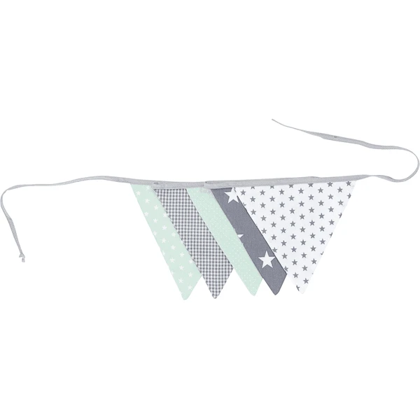 Ullenboom Vlaggenslinger Stof 190 Cm (5 Vlaggetjes) Mint Grijs