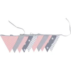 Ullenboom Wimperketting & Stof En Girl 325 Cm (10 Wimpels) Grijs Rosa